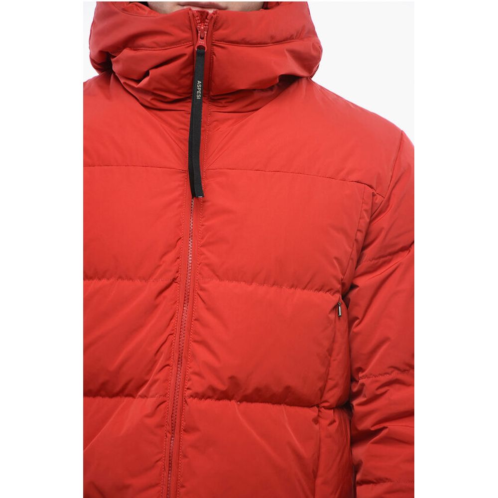 Hooded Quilted Down Jacket with Front Zip
