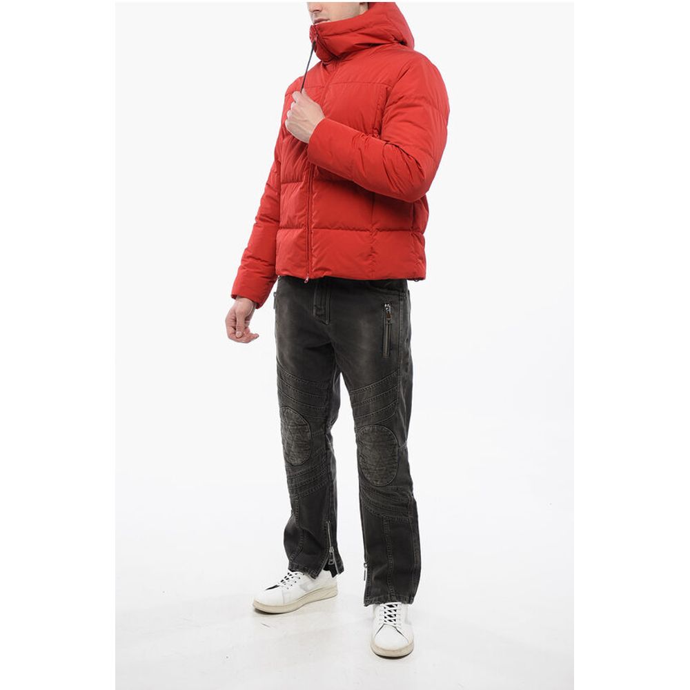 Hooded Quilted Down Jacket with Front Zip