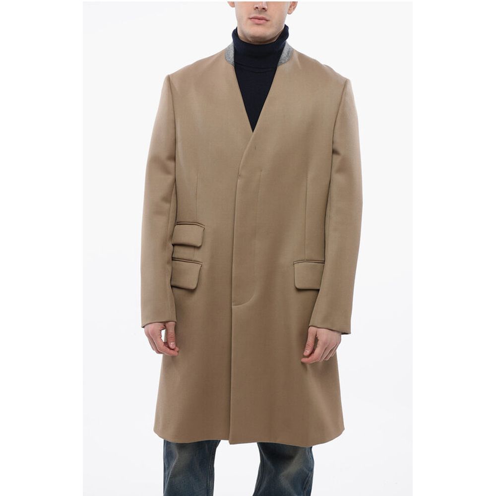 Single Breasted Wool Coat With Hidden