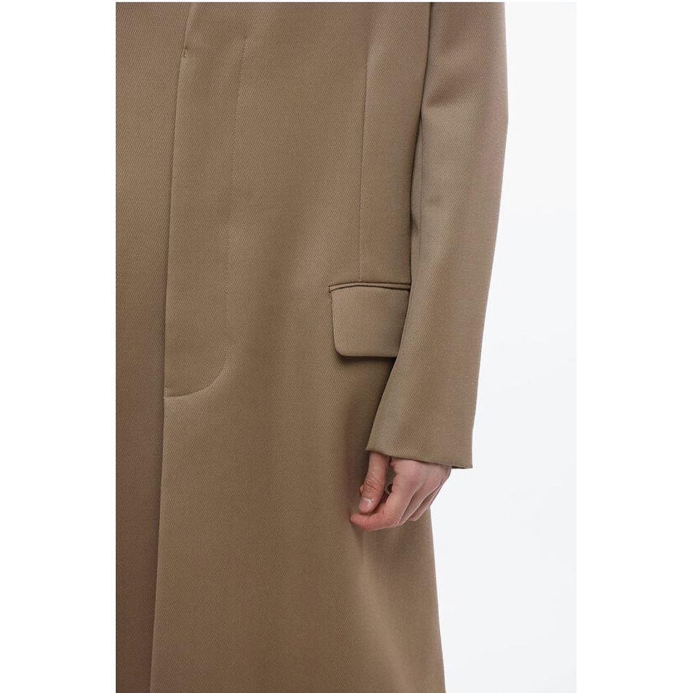 Single Breasted Wool Coat With Hidden