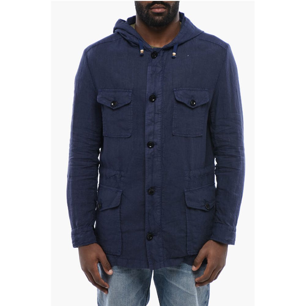 Linen Sahariana Overshirt with Hood