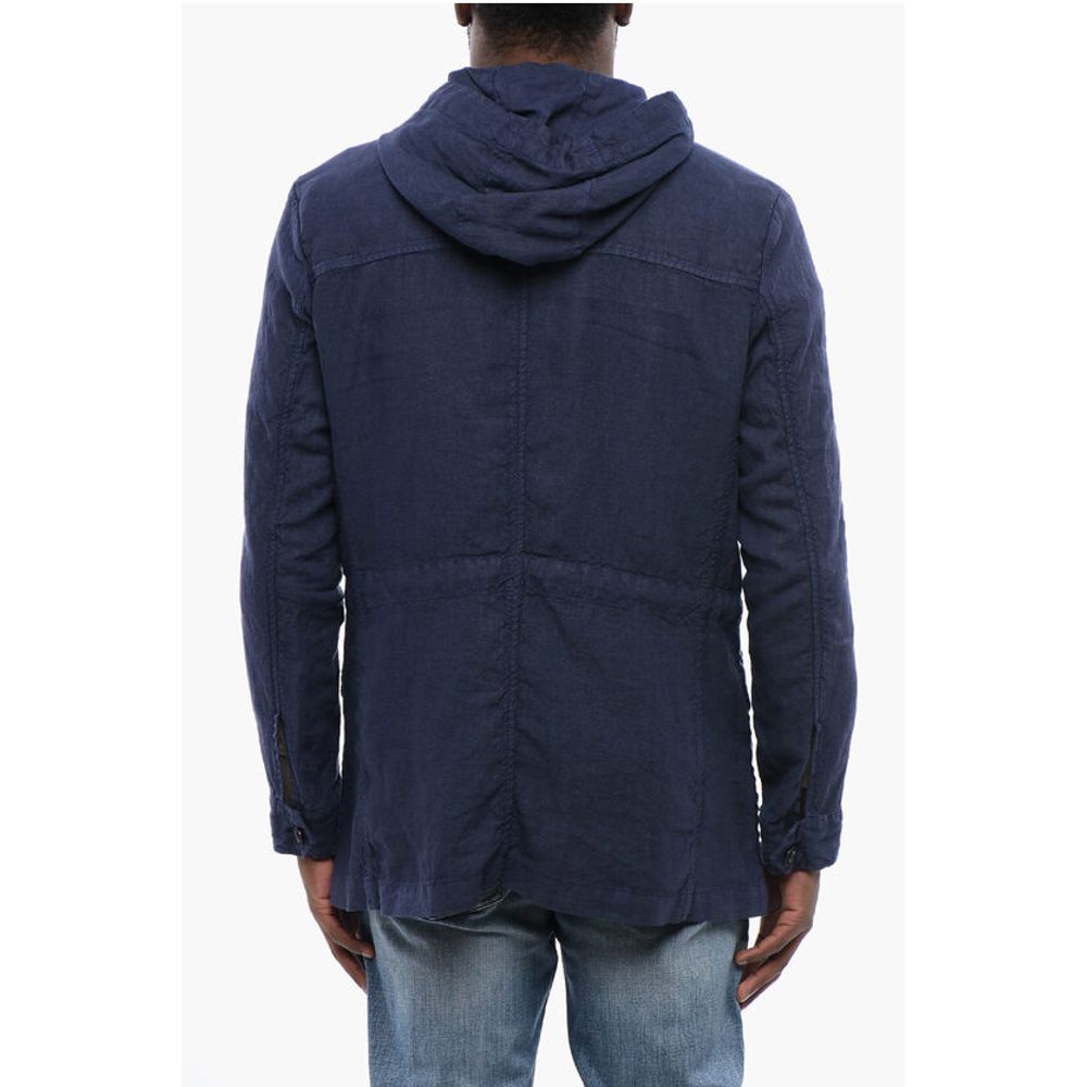 Linen Sahariana Overshirt with Hood