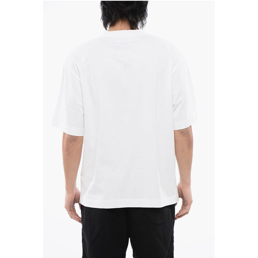 FOR EVER Solid Color Crew-neck T-Shirt with Contrasting Logo