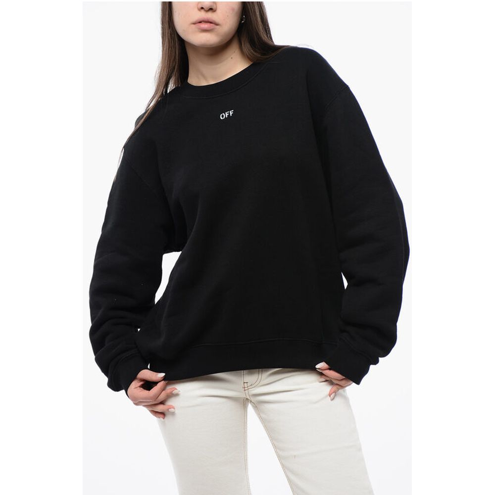 Cotton Crew-Neck Sweatshirt with Maxi Embroidery Back