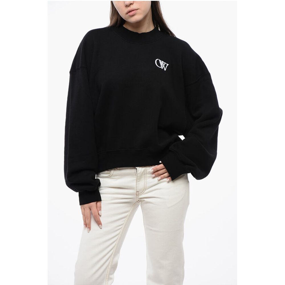 Cotton Crew-neck Sweatshirt with Contrast Embroidery