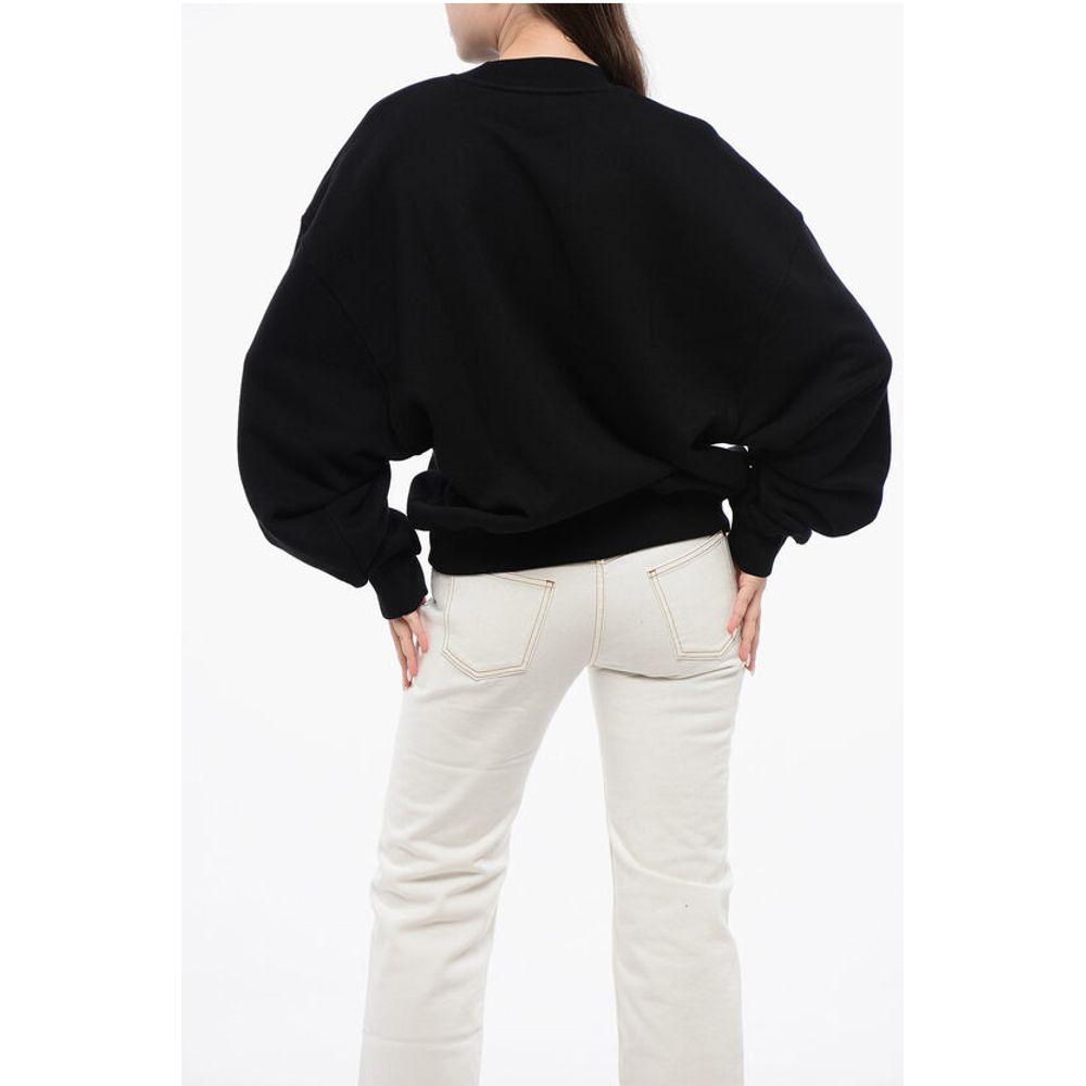 Cotton Crew-neck Sweatshirt with Contrast Embroidery