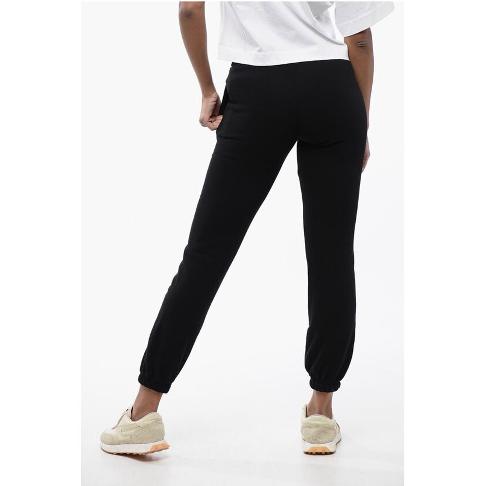 High-Waisted Brushed Cotton Joggers with Contrasting Monogra