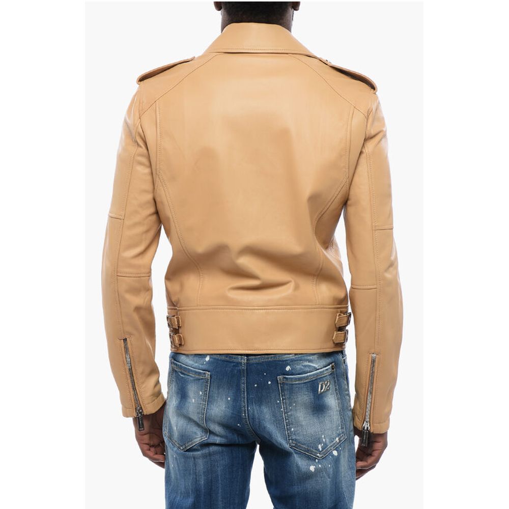 Leather Biker Jacket with Zipped Pockets