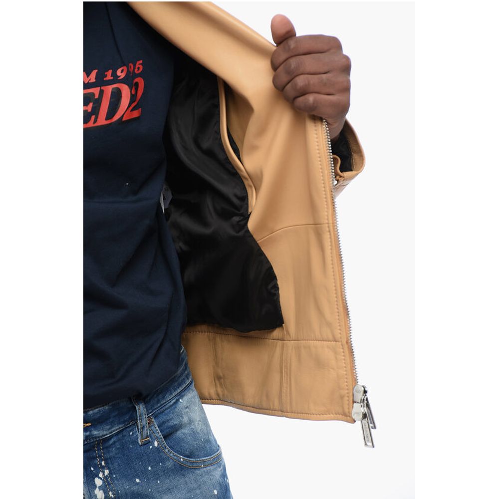 Leather Biker Jacket with Zipped Pockets