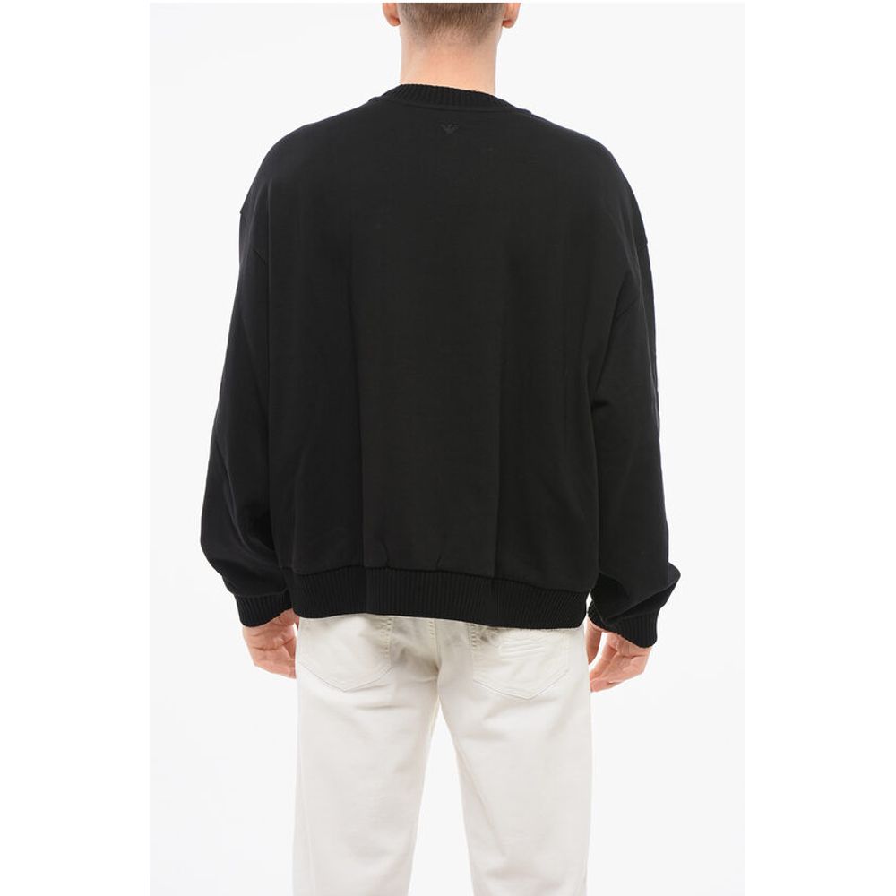 EMPORIO Crew Neck NOIR Sweatshirt with Beaded Embroidery