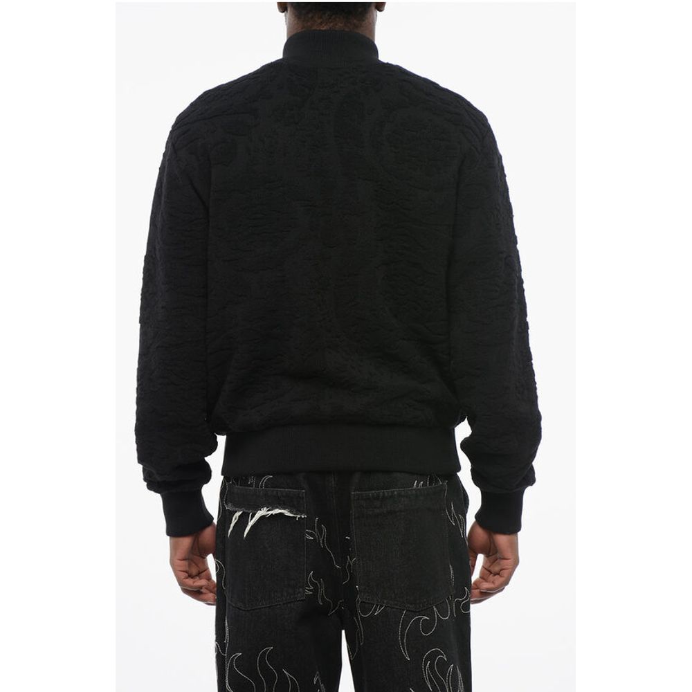 Patterned Lining Zip-up Reversible Sweatshirt