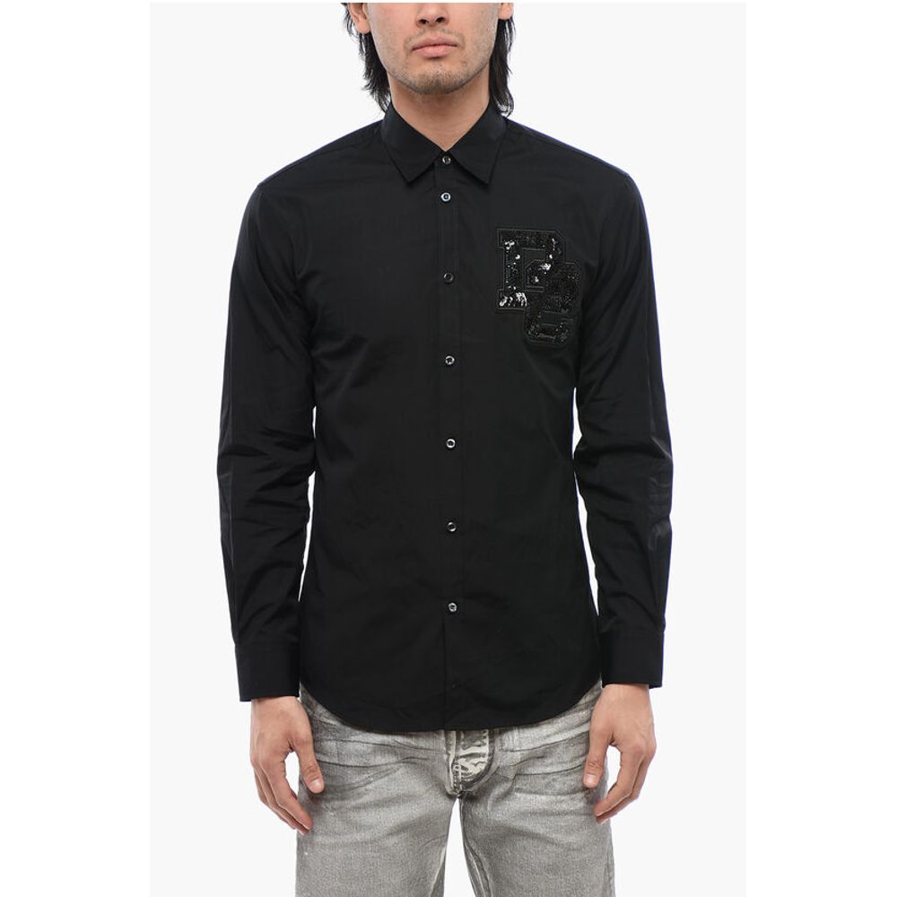 Long Sleeved NIGHT COLLEGE Shirt With Sequined Logo