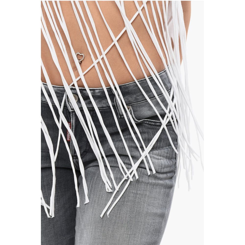 Fringed Hem SPRAY SUNSET Crop T-Shirt