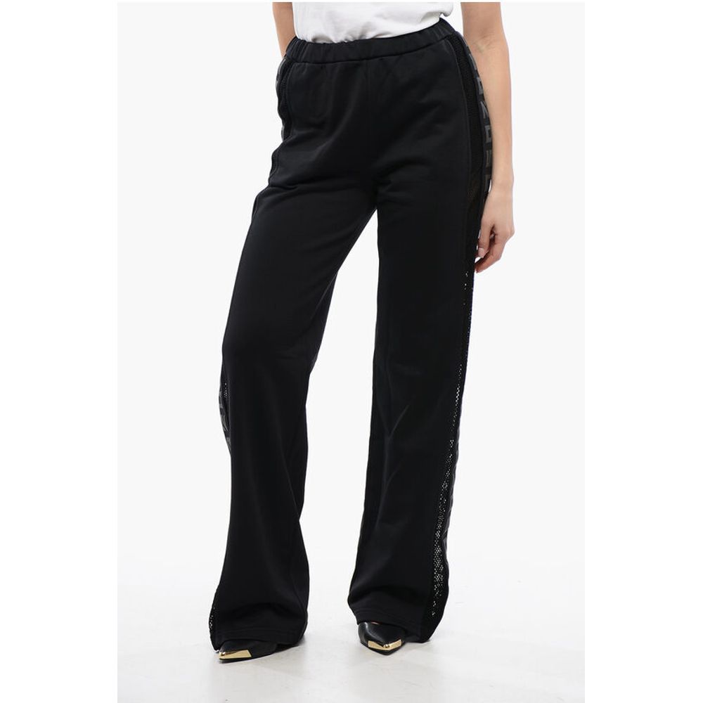 Tape Detailed Straight Fit Sweatpants with Mesh Inserts