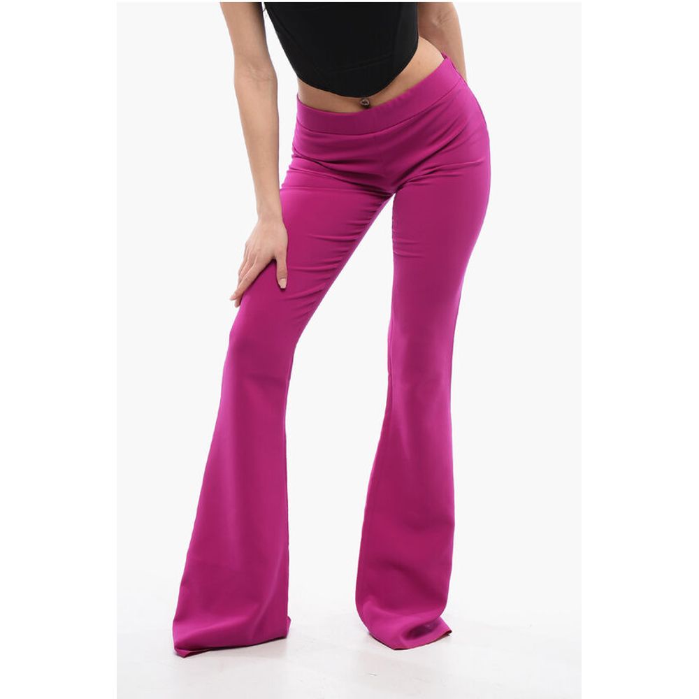 High-waisted Flared Fit Pants with Side Zip