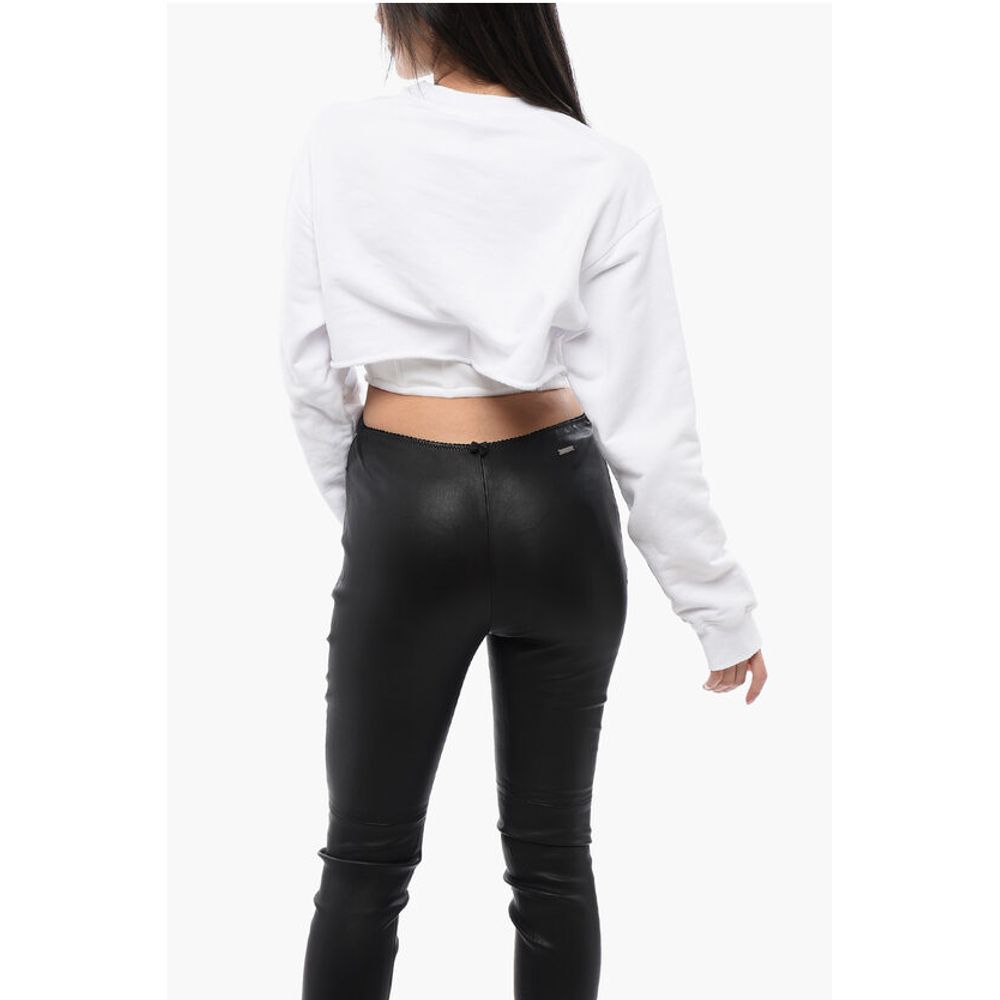 Cropped Fit ROCK Sweatshirt with Corset Detail