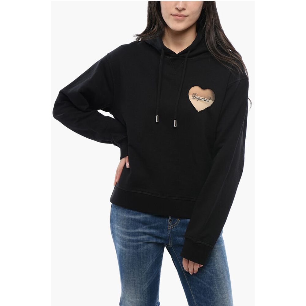 Brushed Cotton Hoodie with See Through Insert