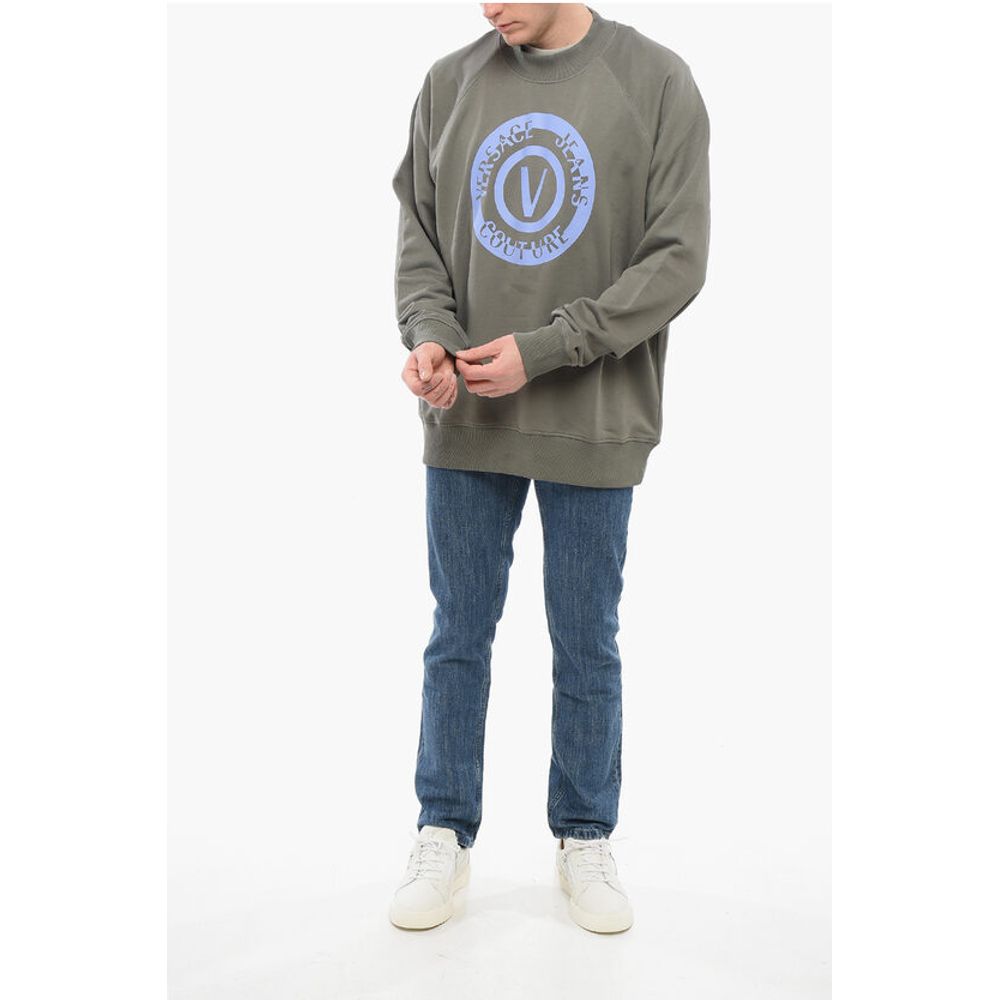 JEANS COUTURE Crew Neck Brushed Cotton Sweatshirt with Print