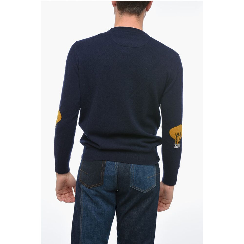 Crew Neck LUNETTA Virgin Wool Sweater with Patches