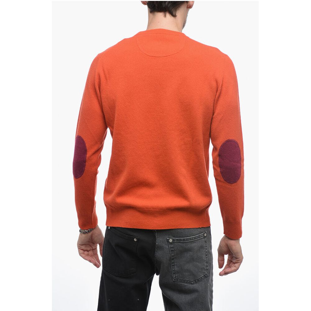 Crew Neck LUNETTA Virgin Wool Sweater with Contrasting Patch