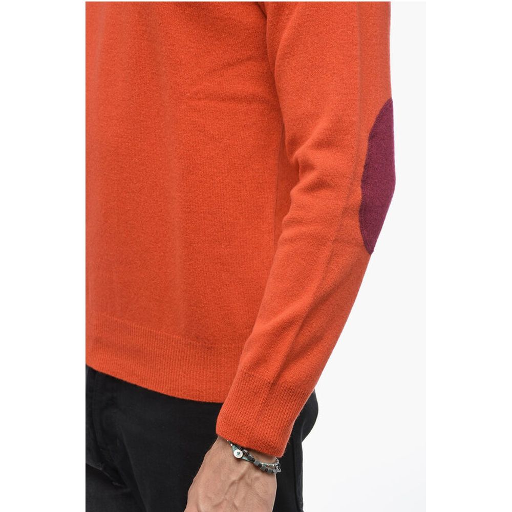 Crew Neck LUNETTA Virgin Wool Sweater with Contrasting Patch