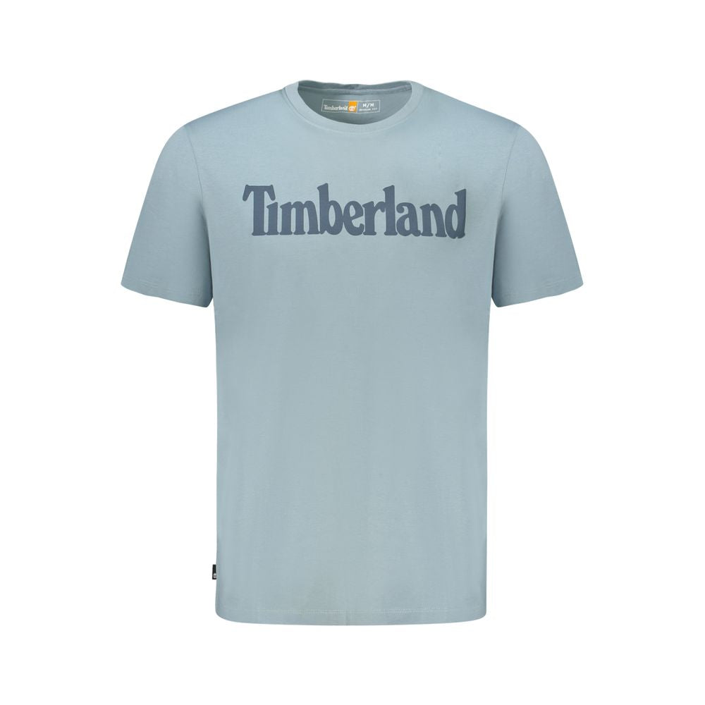تي شيرت رجالي من Timberland مصنوع من القطن العضوي باللون الأزرق الفاتح