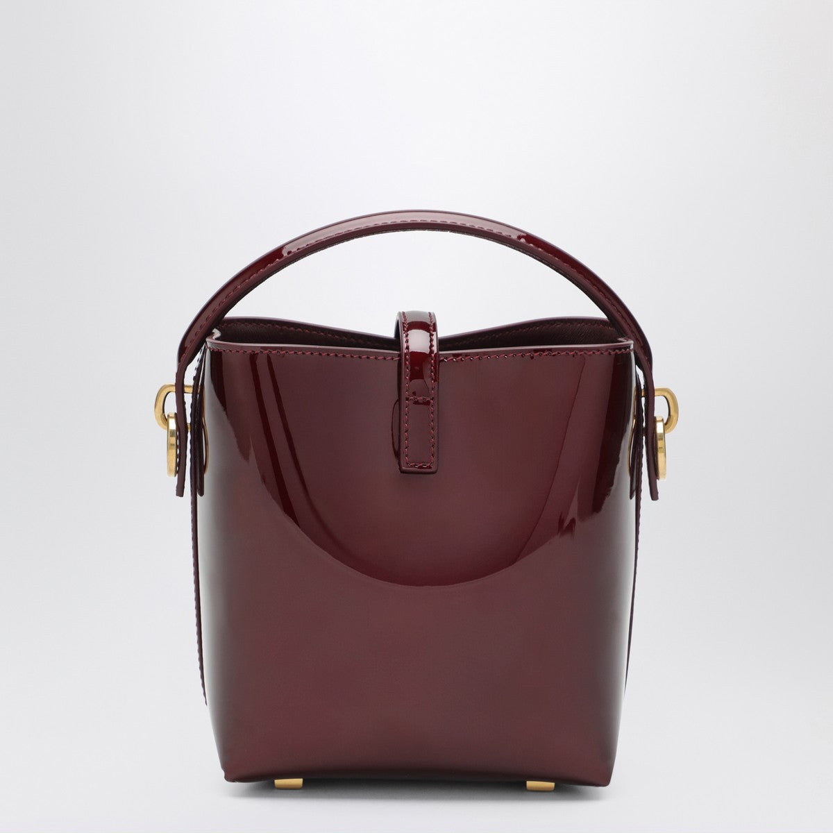 Saint Laurent Saint Laurent Mini Le 37 bucket bag in burgundy patent leather