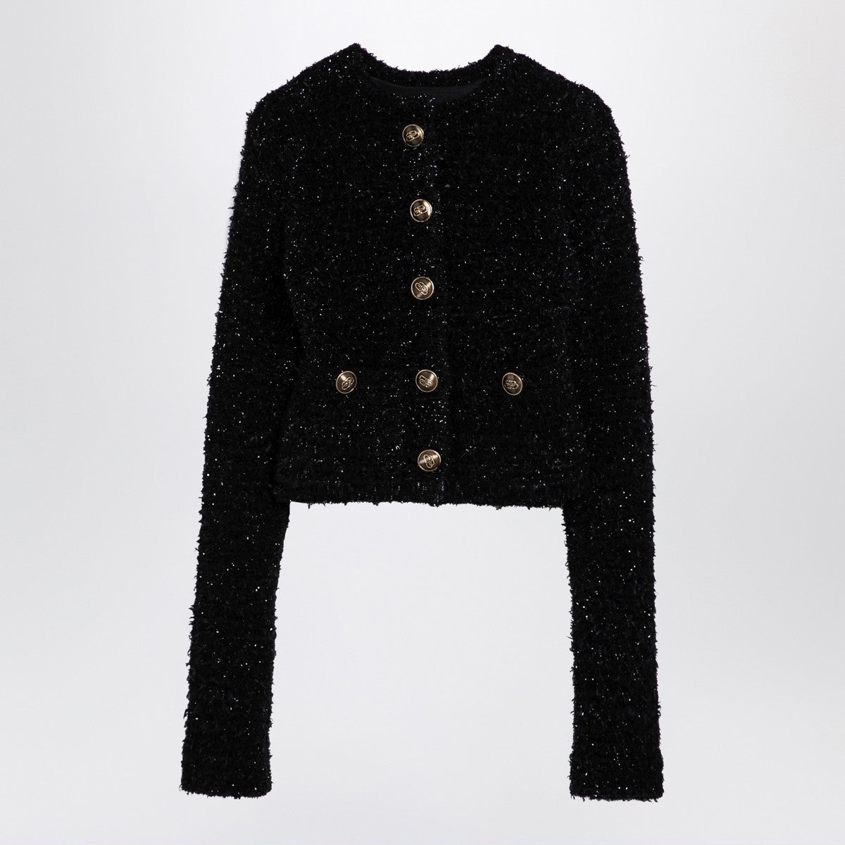 Balenciaga Balenciaga Black cotton blend tweed cropped cardigan