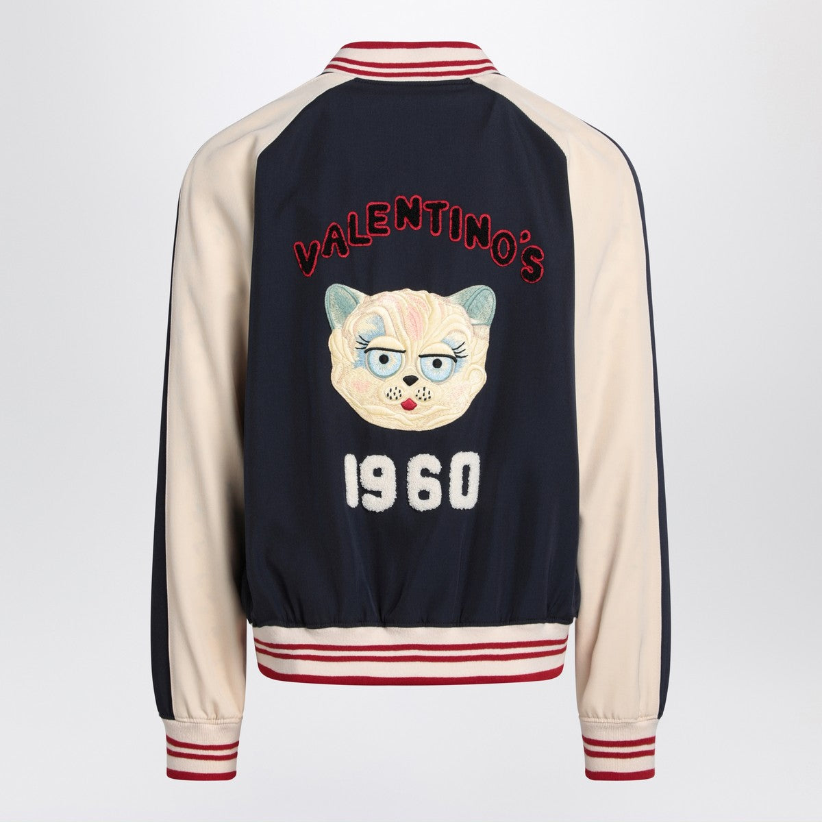 Valentino Valentino Blue/cream bomber with mixed wool VLogo