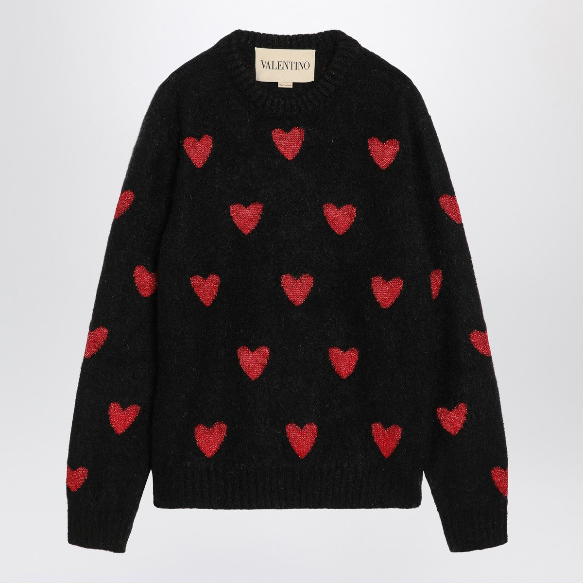 Valentino Valentino Jacquard heart pattern sweater black/red