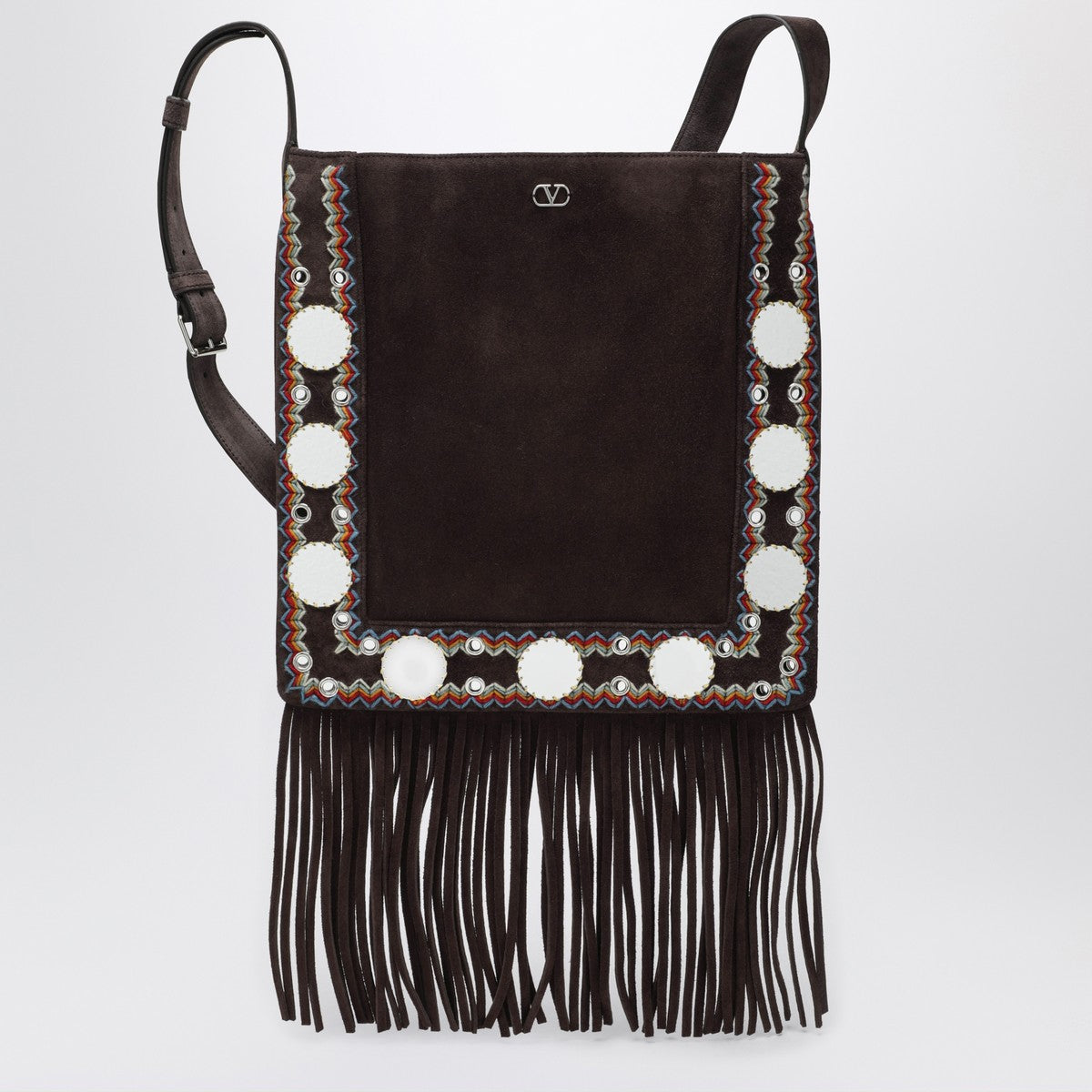 Valentino Garavani Valentino Garavani Nellcôte brown suede bag with fringes
