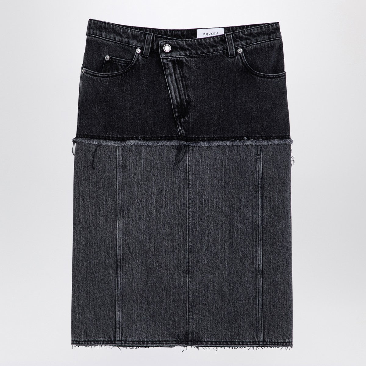 Alexander Mcqueen Alexander McQueen Two-tone black denim skirt