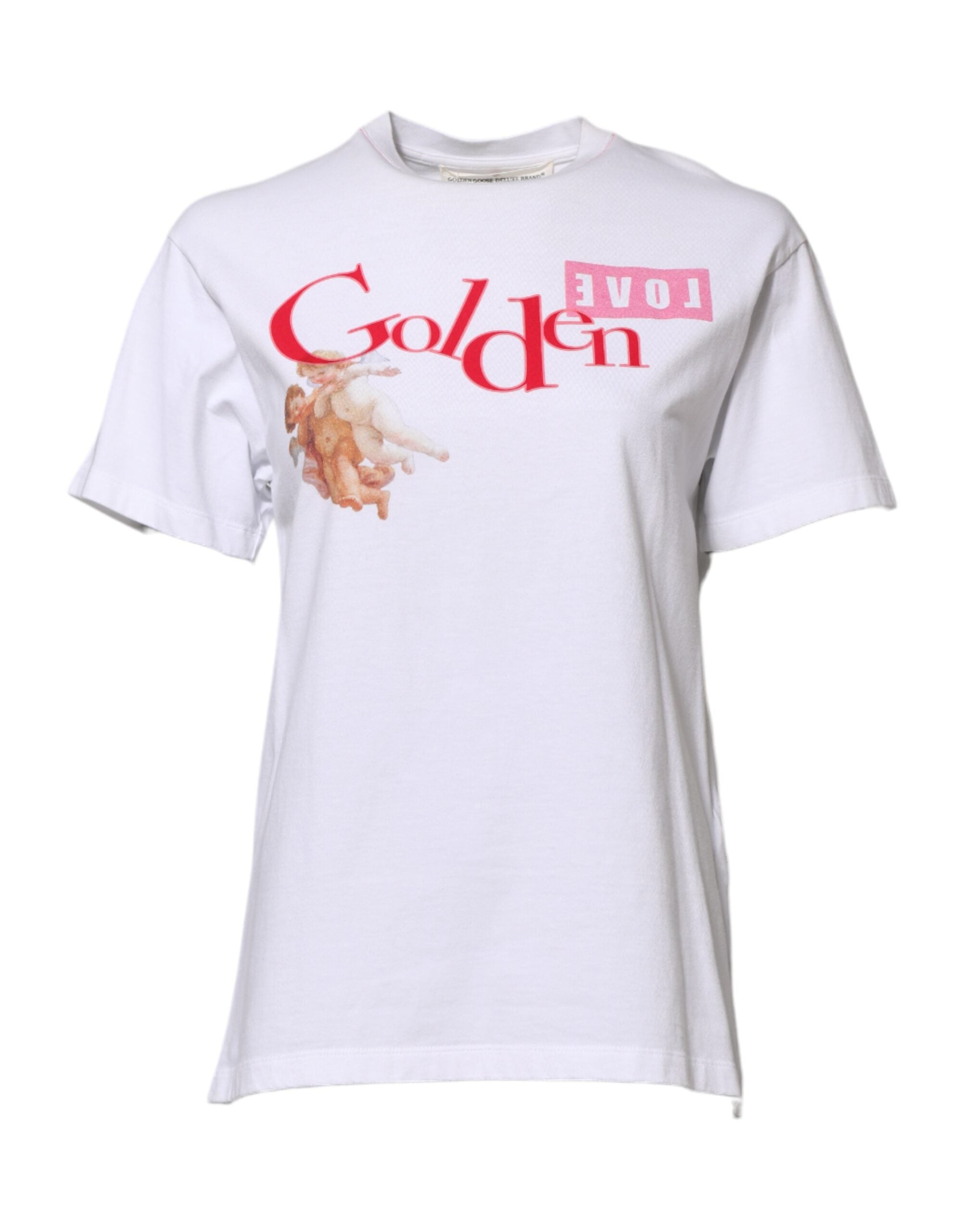 تي شيرت أبيض مطبوع برقبة دائرية من Golden Goose