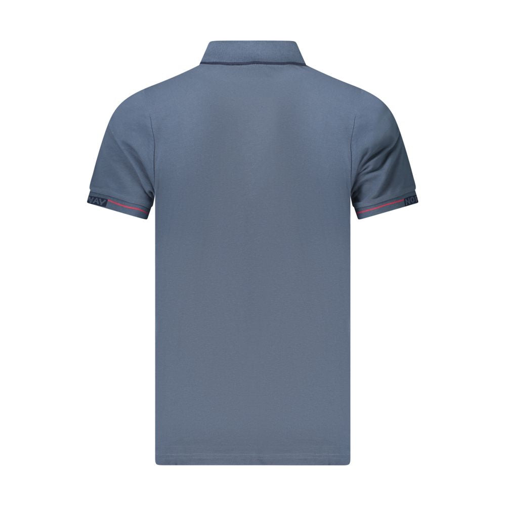 Blue Cotton Men Polo Shirt