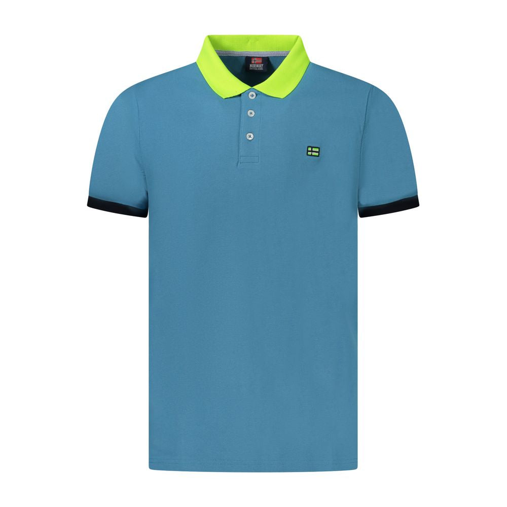 Blue Cotton Men Polo Shirt