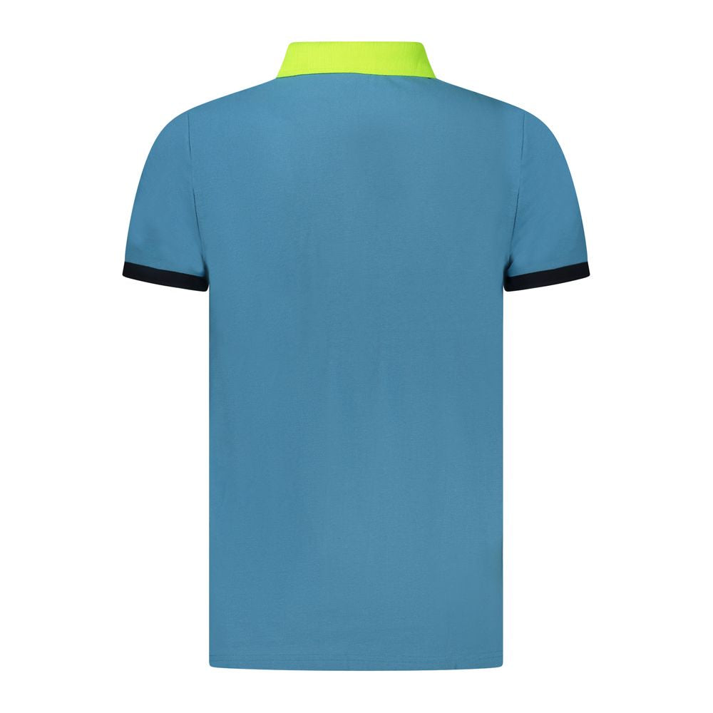Blue Cotton Men Polo Shirt