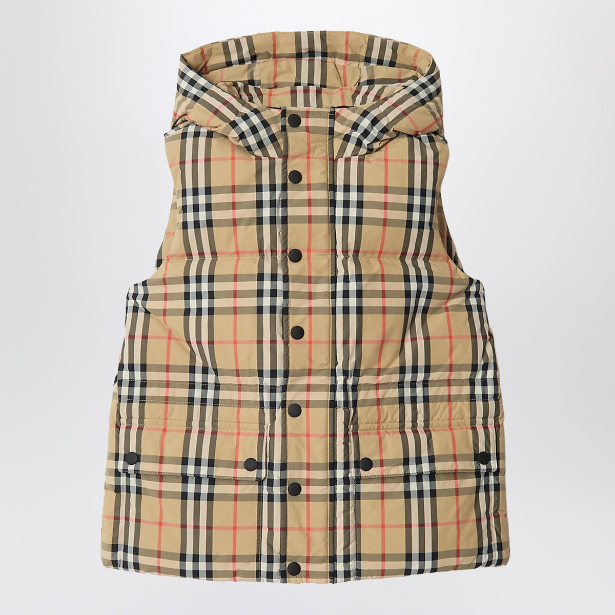 Burberry Burberry Nylon sleeveless down jacket with Check motif