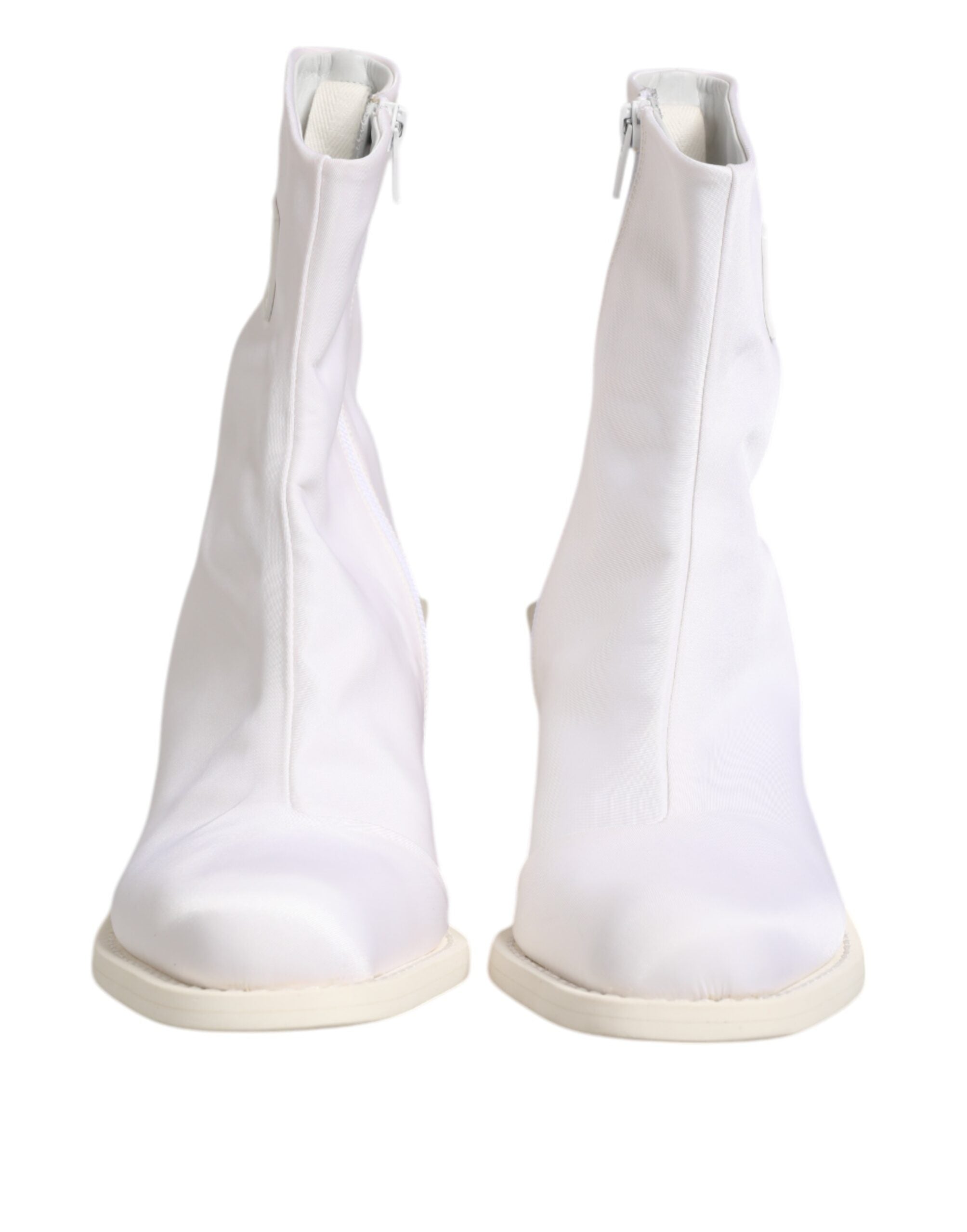 حذاء Maison Margiela أبيض بكعب مربع وسحاب للكاحل
