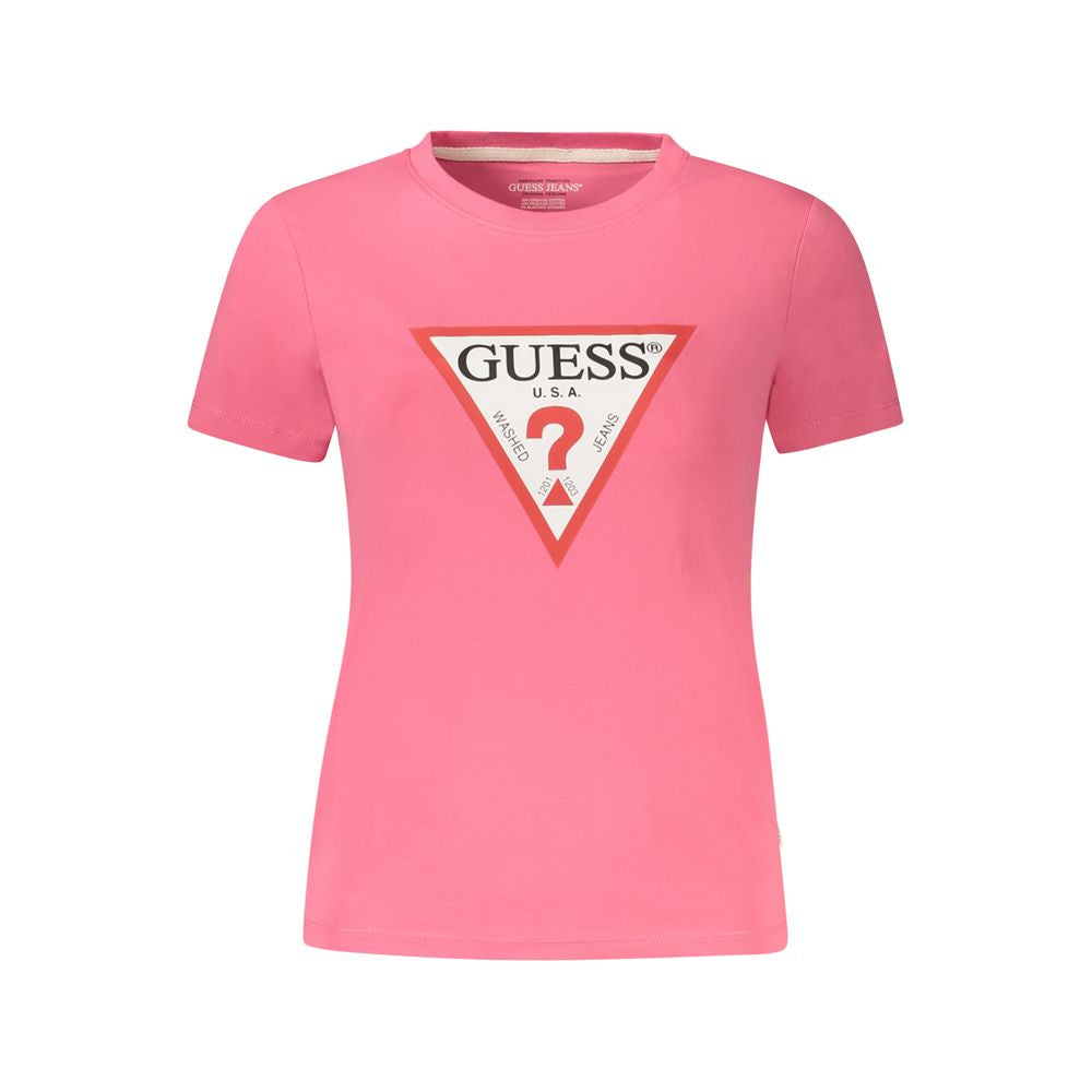 قميص جينز وردي من Guess مع تي شيرت قطني