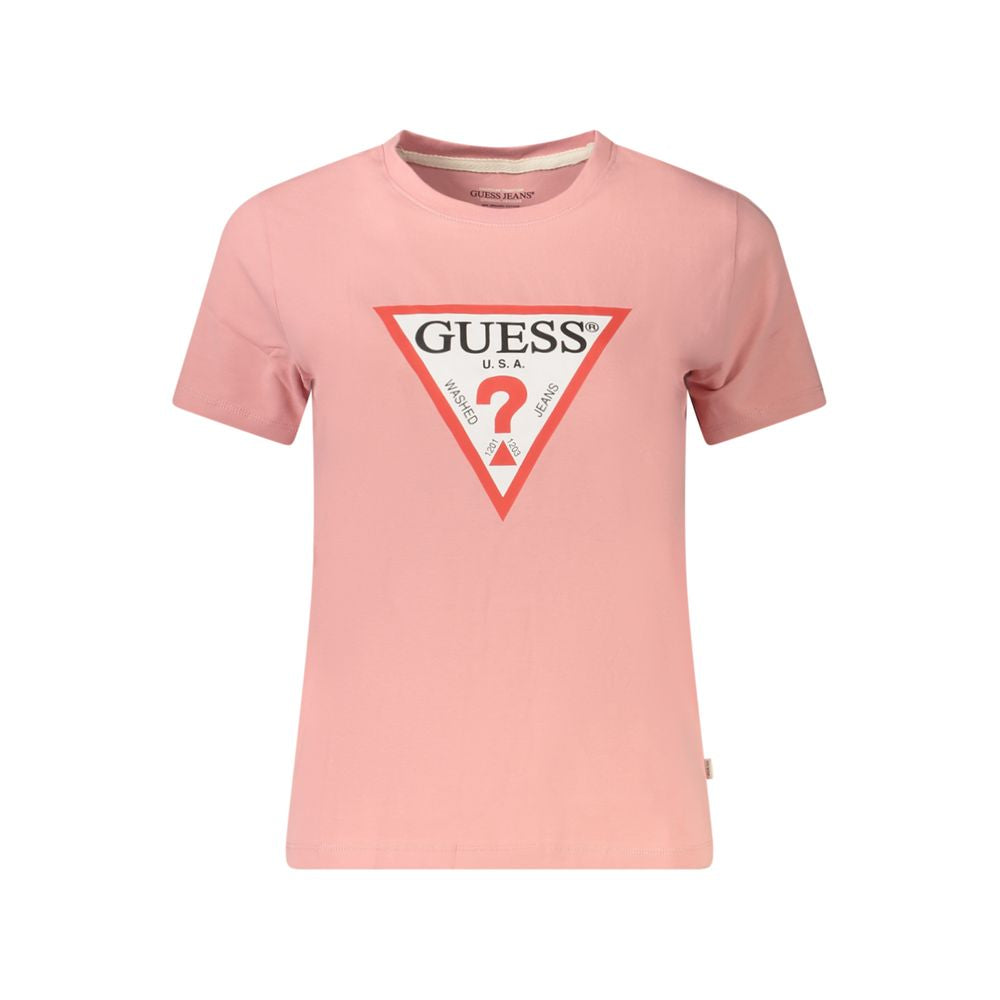 قميص جينز وردي من Guess مع تي شيرت قطني