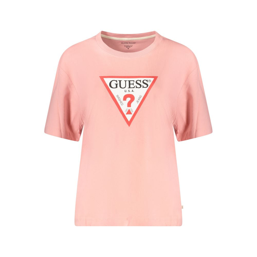 قميص جينز وردي من Guess مع تي شيرت قطني