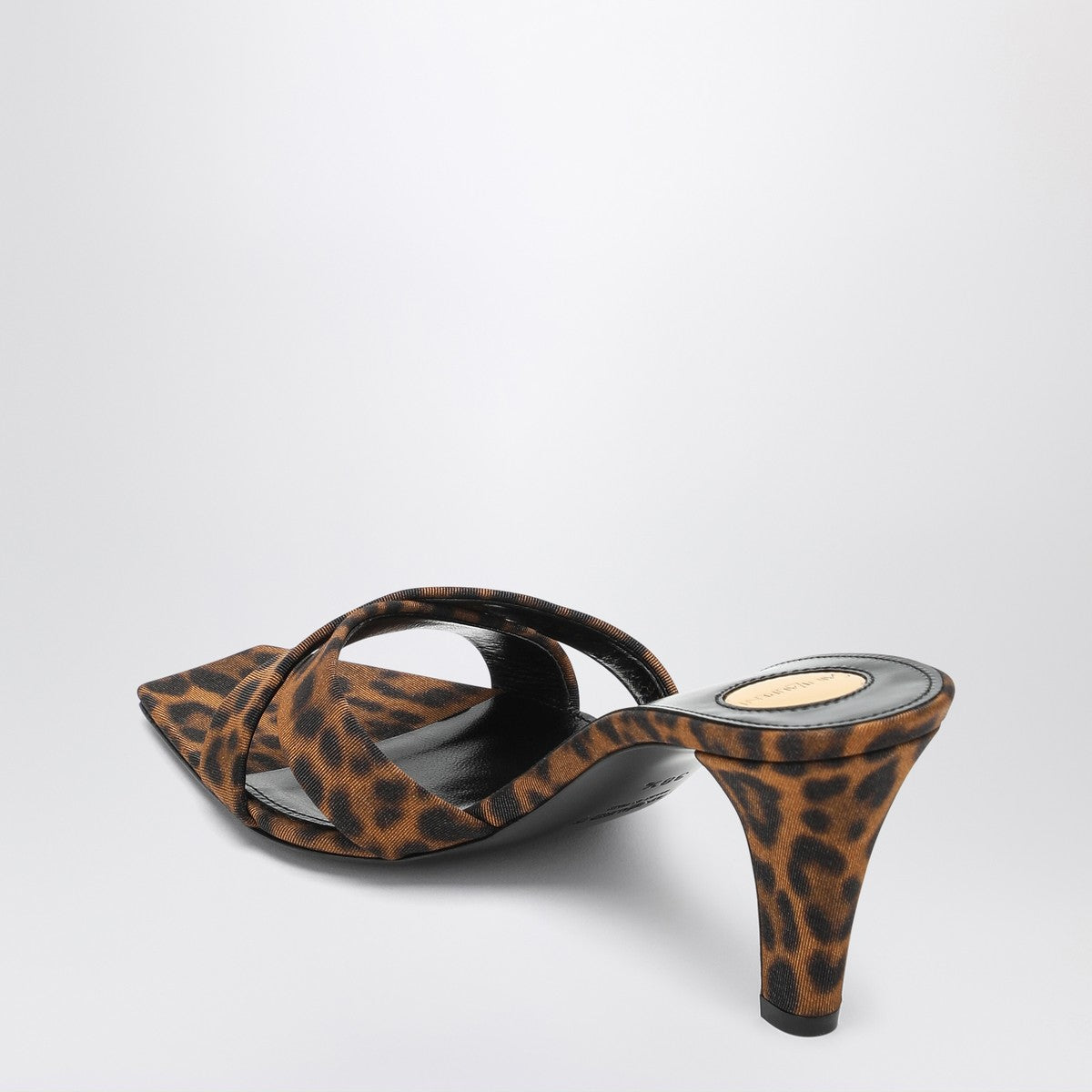 Saint Laurent Saint Laurent Mule Jill in gros-grain leopard print