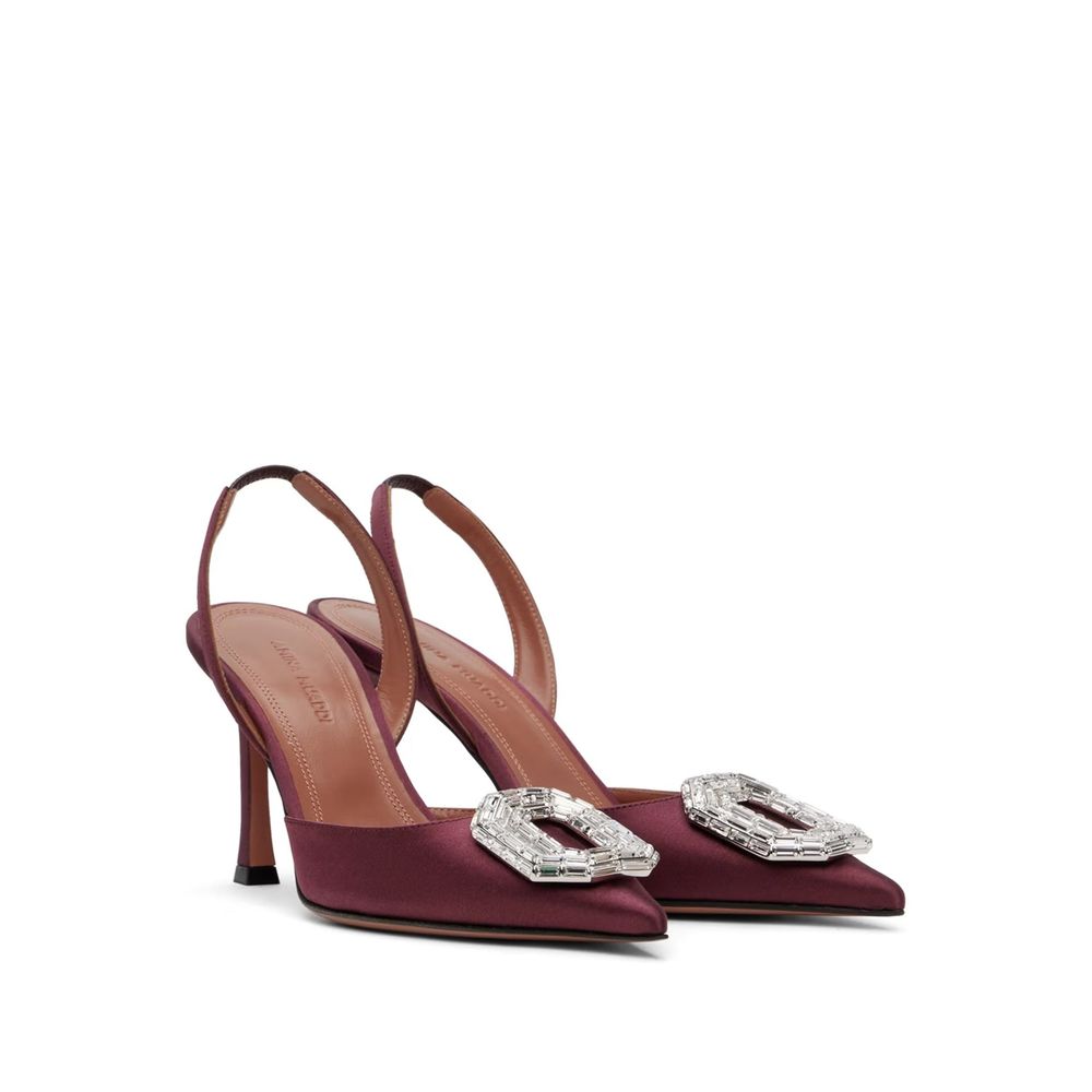 Amina Muaddi Camelia Sling 90 Satin Pumps