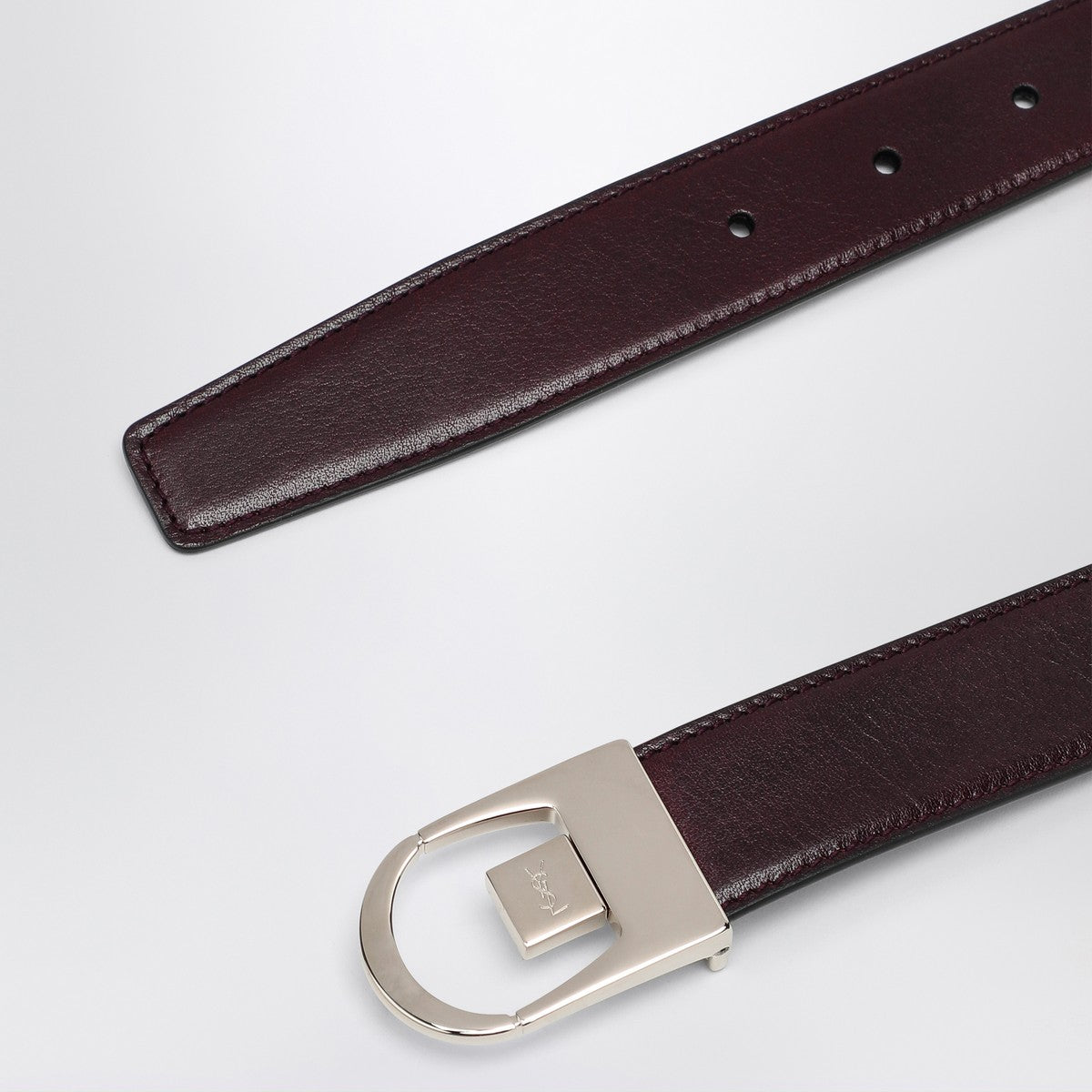 Saint Laurent Saint Laurent Reversible belt in black/burgundy leather