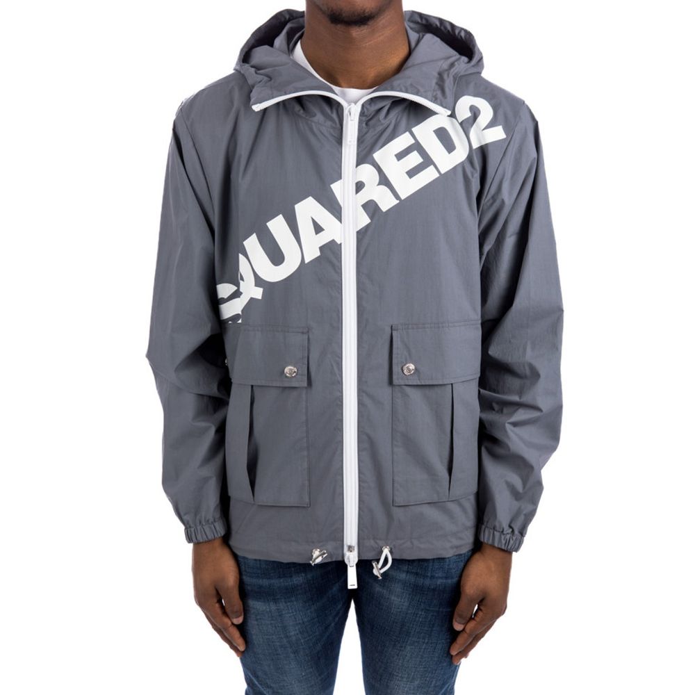 سترة واقية من الرياح بغطاء رأس وشعار Dsquared²