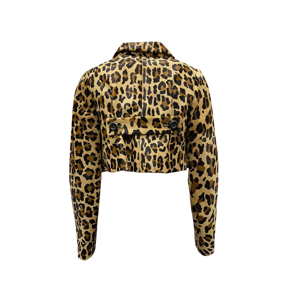 جاكيت قصير من شعر العجل بنقشة جلد النمر من Dsquared²