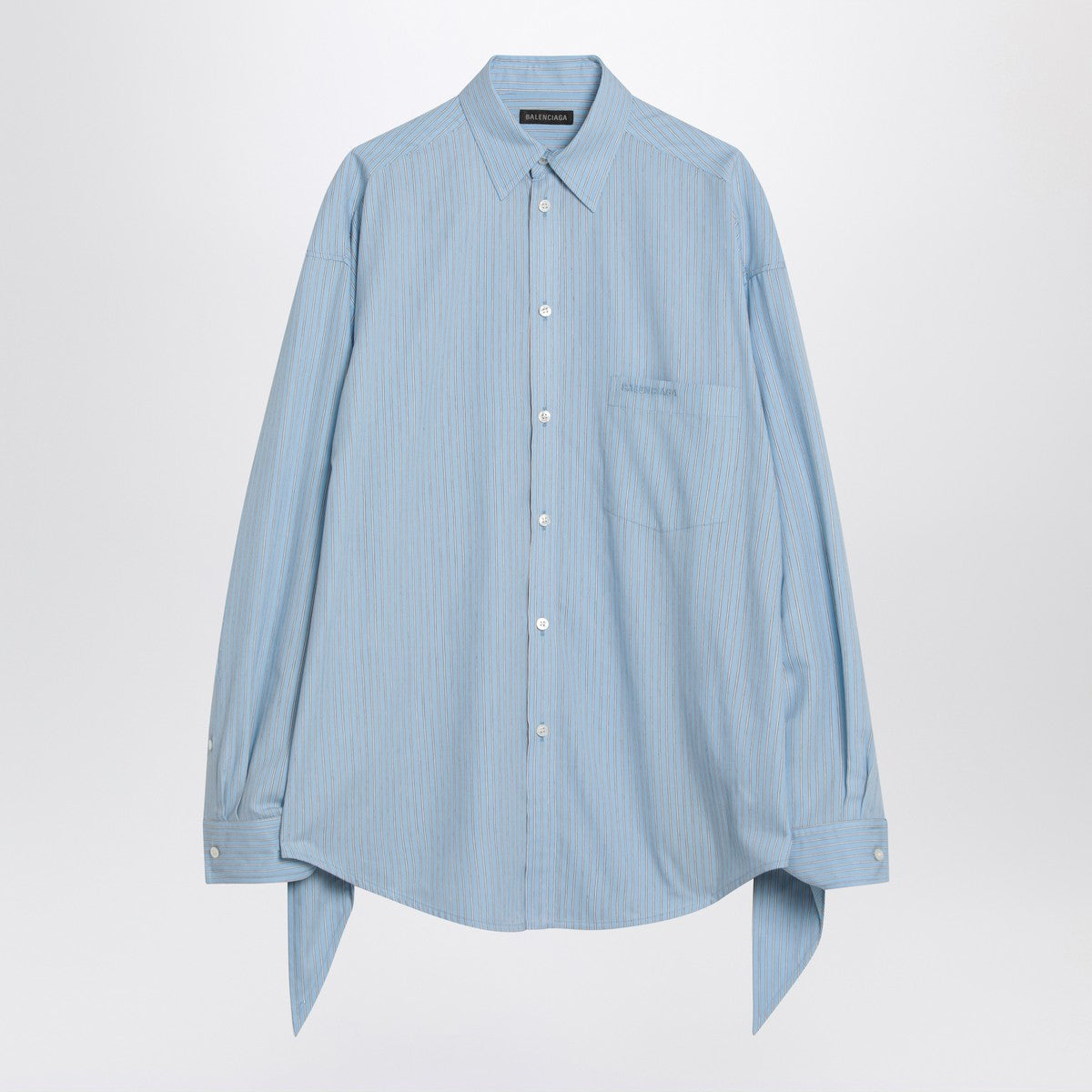 Balenciaga Balenciaga Light blue striped shirt with knotted cuffs