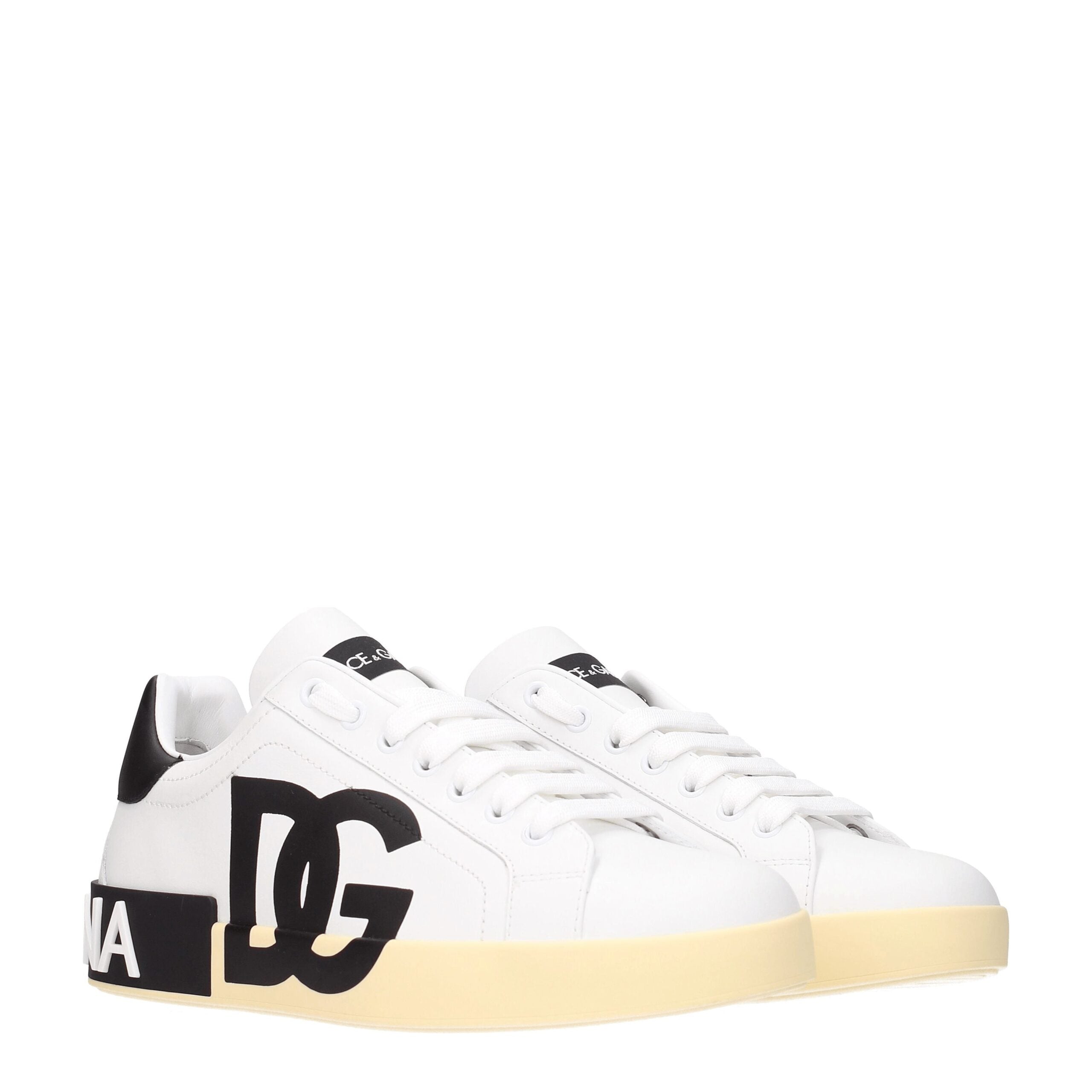 Dolce & Gabbana White Leather Low Top Sneakers