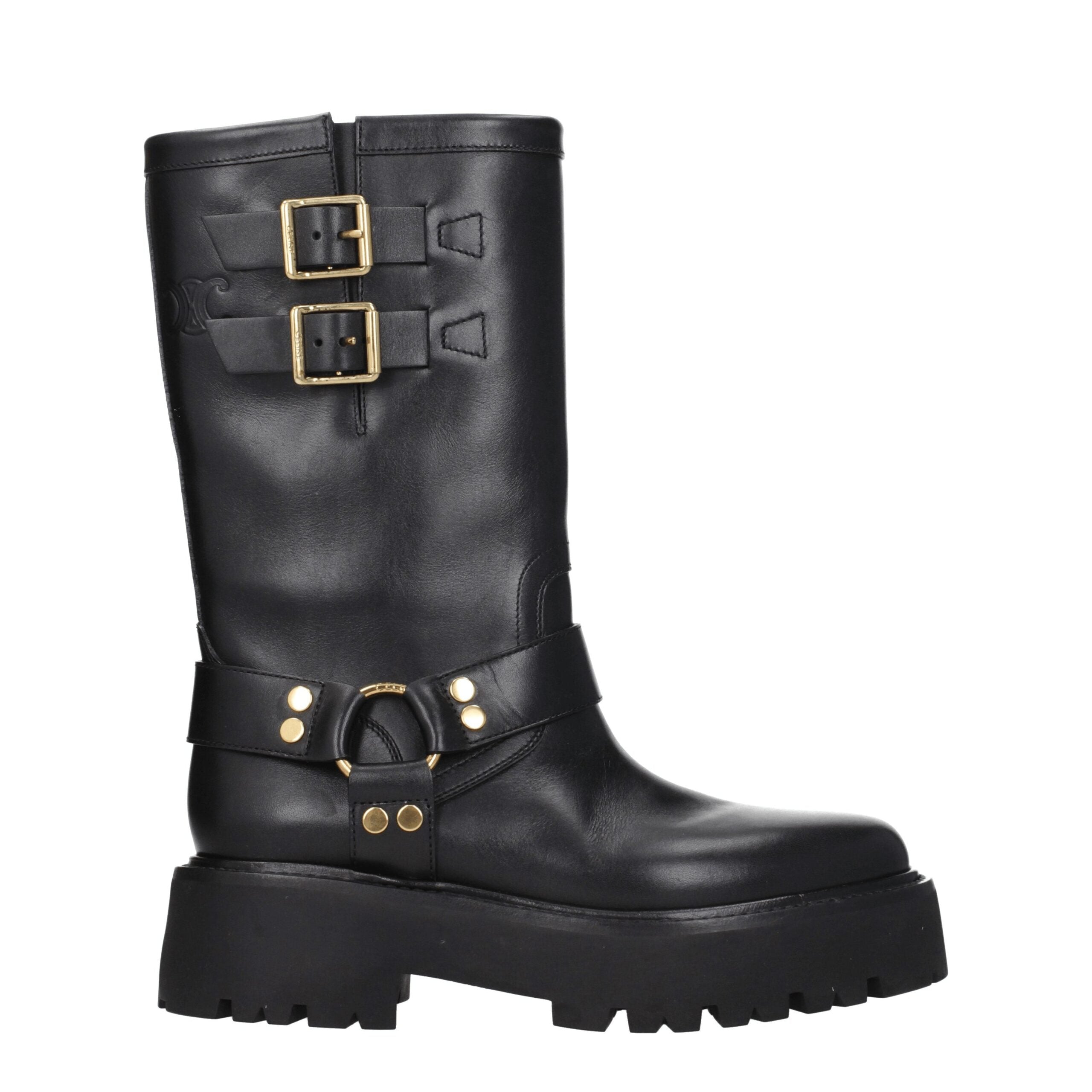 Celine Gold Leather Ankle Boots