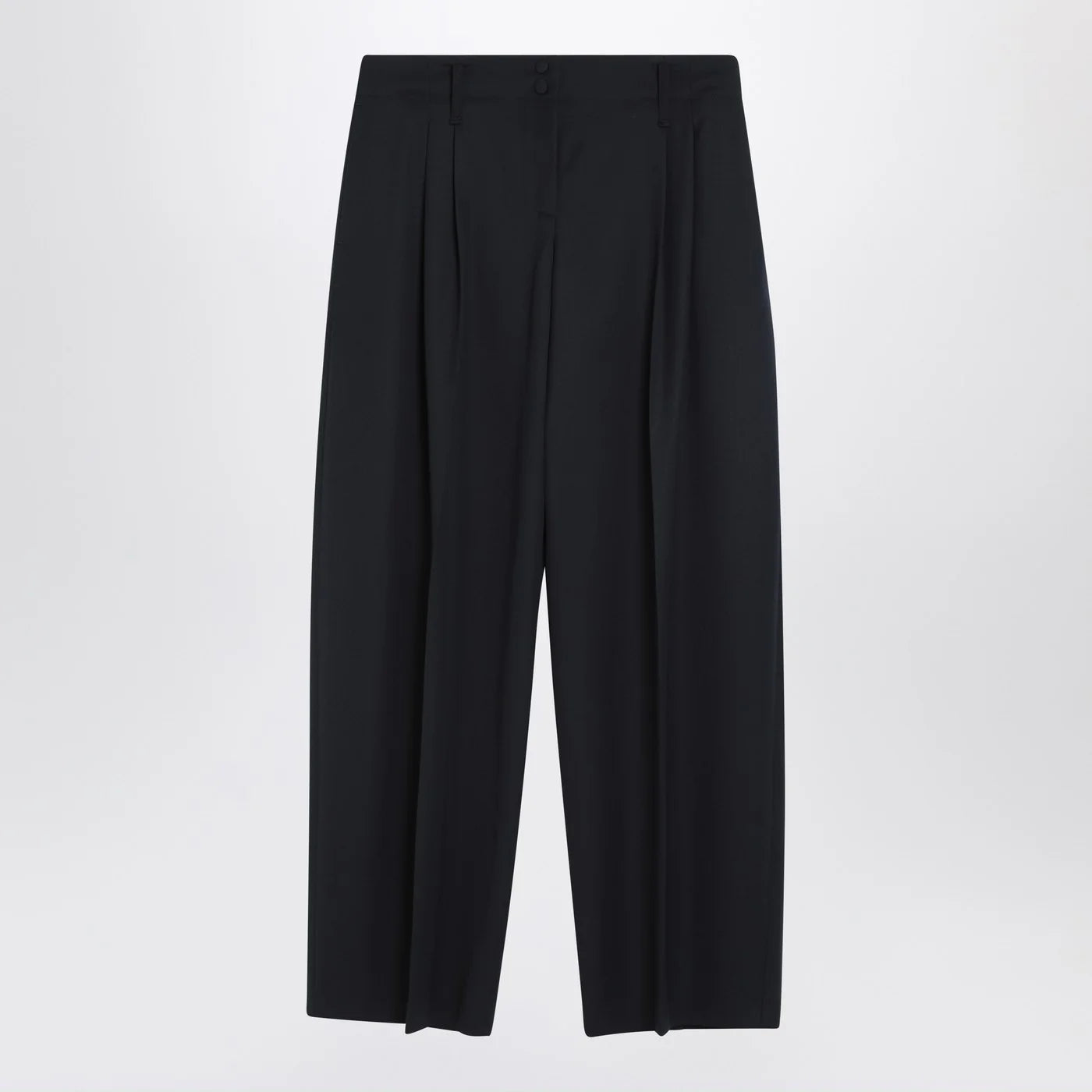 Alexander McQueen Wide navy blue wool trousers